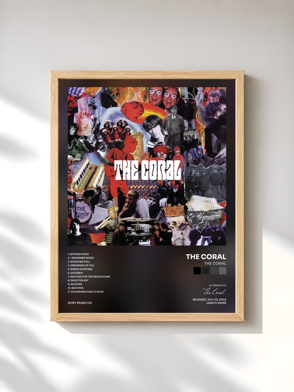 #bois Tableau de l'album The Coral de The Coral, cadre en bois brut, imprimé et encadré en France