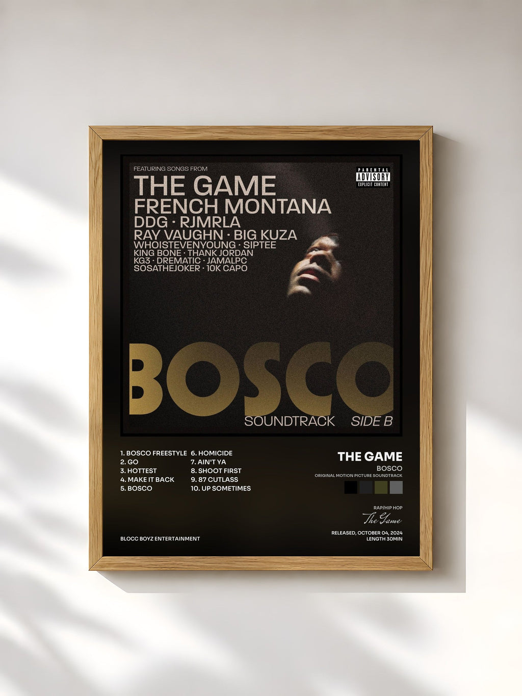 #bois Tableau de l'album Bosco (Original Motion Picture Soundtrack) - Side B de The Game, cadre en bois brut, imprimé et encadré en France
