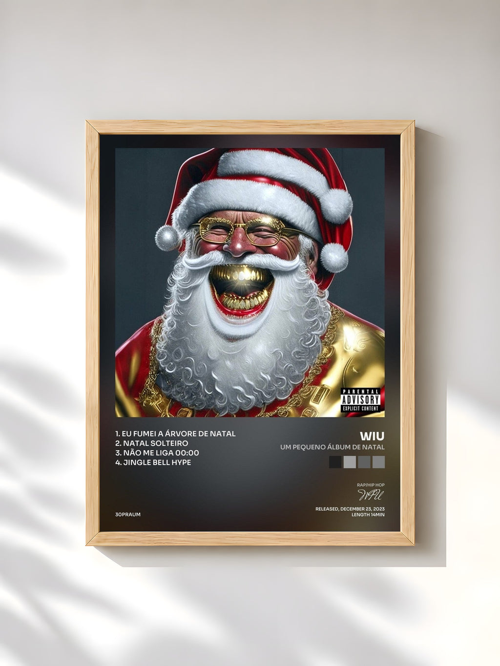 #bois Tableau de l'album Um Pequeno Álbum de Natal de WIU, cadre en bois brut, imprimé et encadré en France