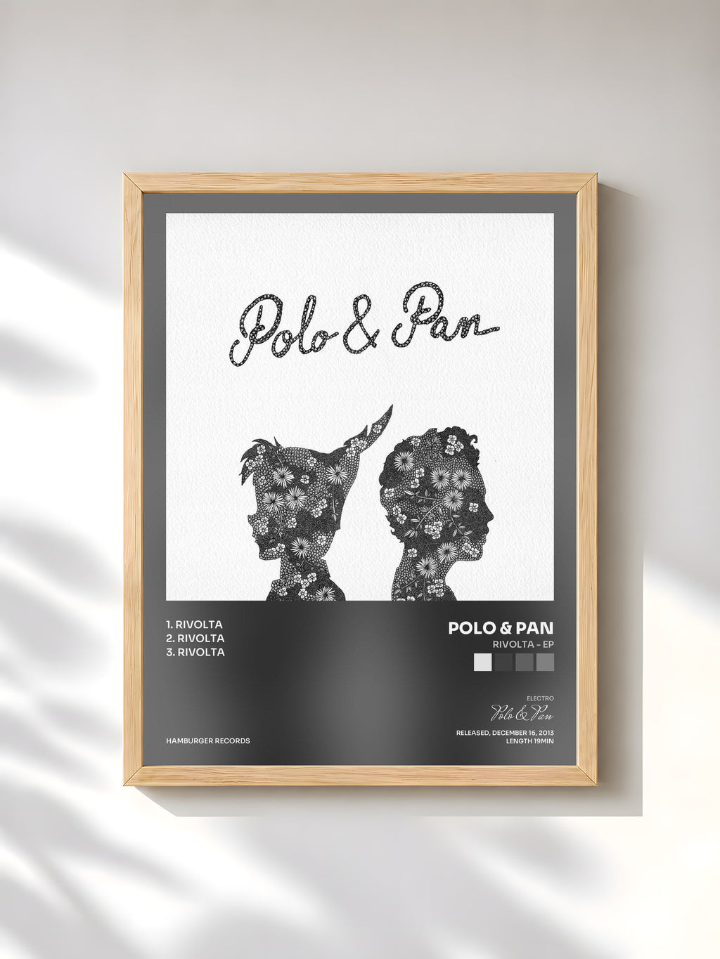 #bois Tableau de l'album Rivolta - EP de Polo & Pan, cadre en bois brut, imprimé et encadré en France