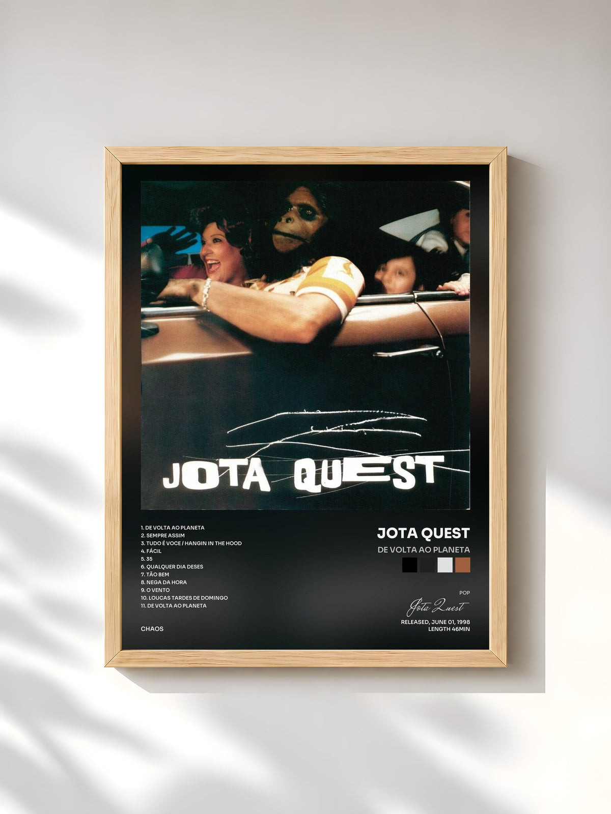 #bois Tableau de l'album De Volta Ao Planeta de Jota Quest, cadre en bois brut, imprimé et encadré en France