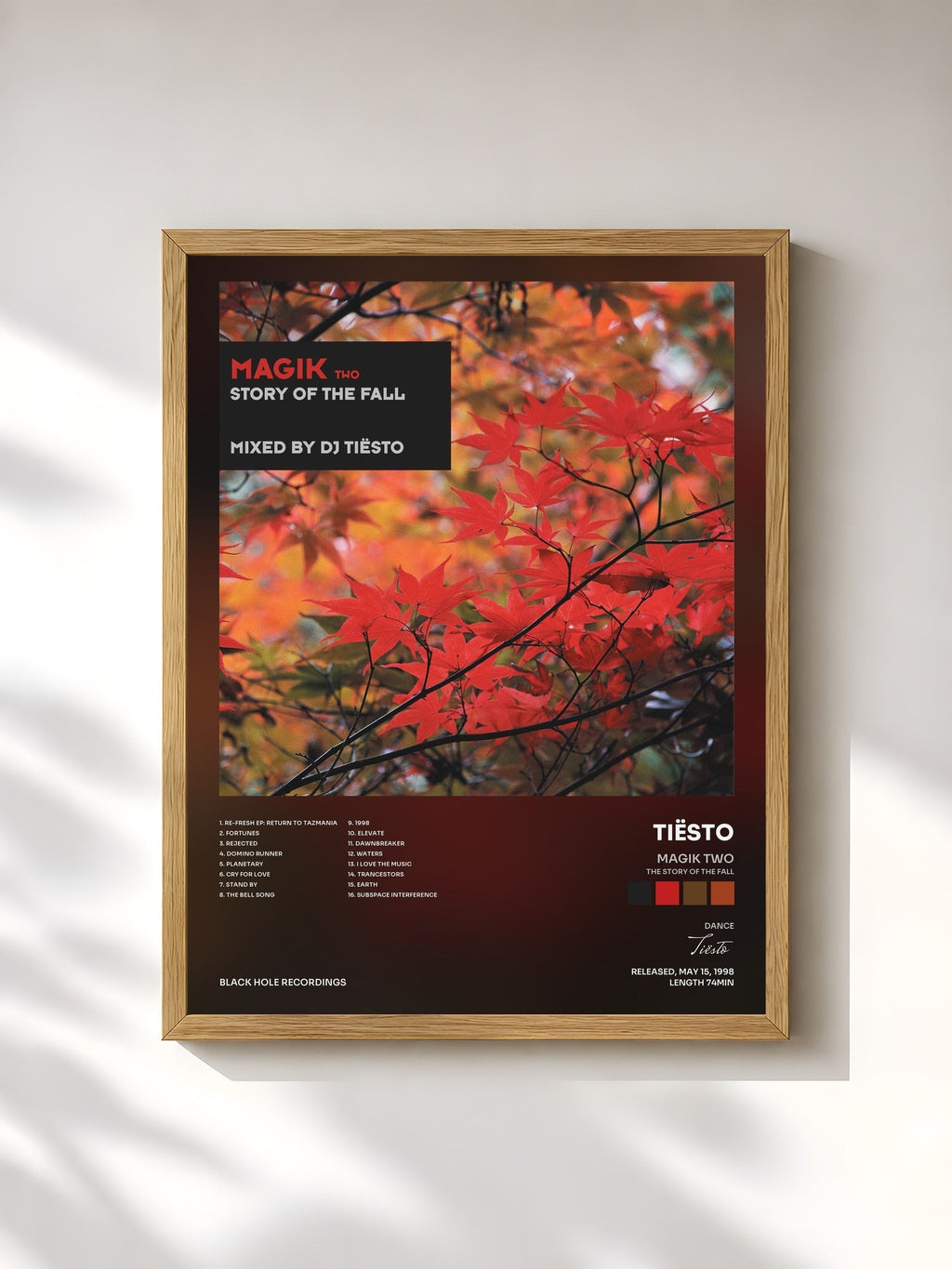 #bois Tableau de l'album Magik Two (The Story of the Fall) mixed by DJ Tiësto de Tiësto, cadre en bois brut, imprimé et encadré en France