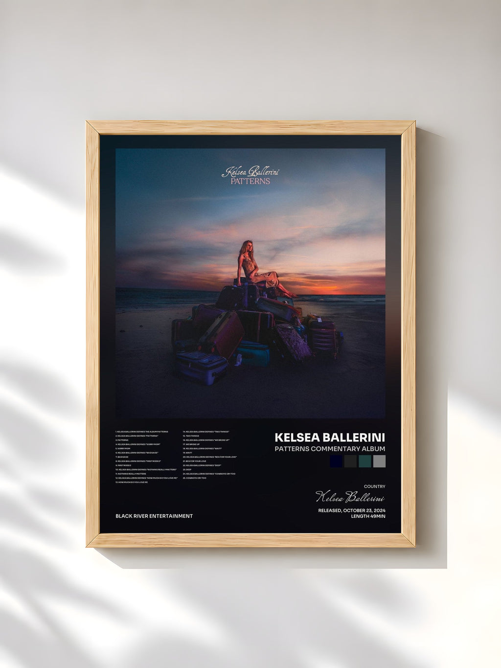 #bois Tableau de l'album PATTERNS Commentary Album de Kelsea Ballerini, cadre en bois brut, imprimé et encadré en France