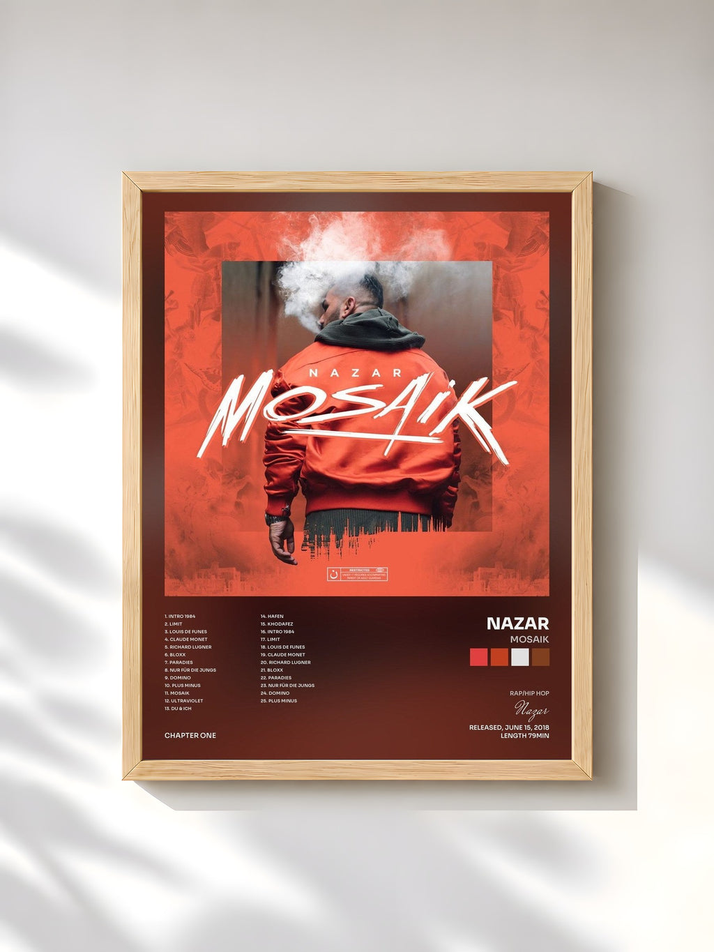 #bois Tableau de l'album Mosaik de Nazar, cadre en bois brut, imprimé et encadré en France