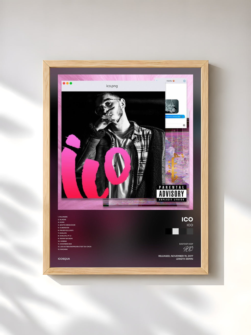 #bois Tableau de l'album Ico de ICO, cadre en bois brut, imprimé et encadré en France