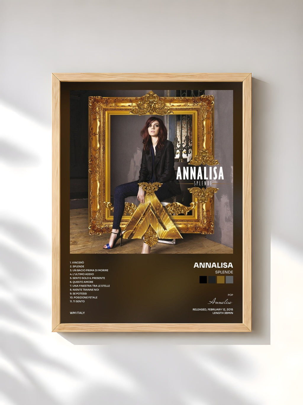 #bois Tableau de l'album Splende de Annalisa, cadre en bois brut, imprimé et encadré en France