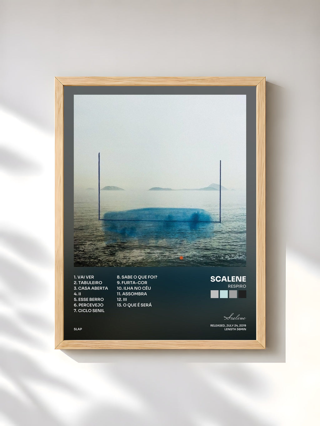 #bois Tableau de l'album Respiro de Scalene, cadre en bois brut, imprimé et encadré en France