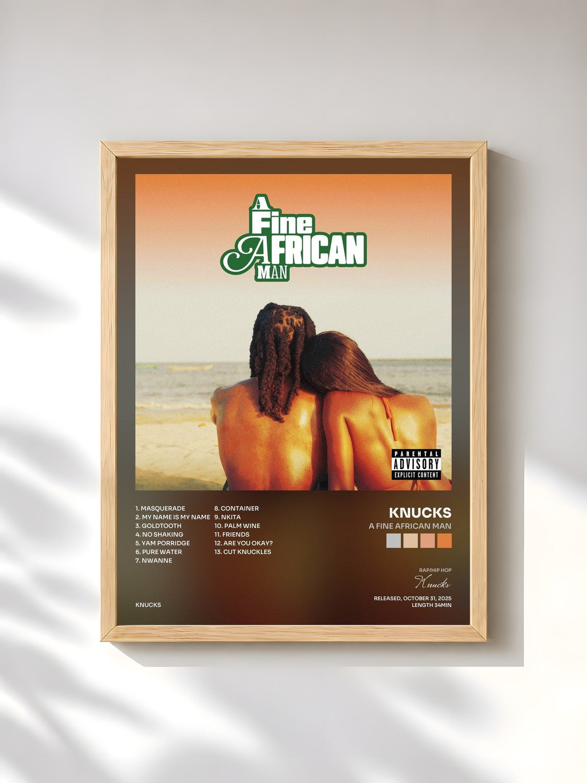 #bois Tableau de l'album A Fine African Man de Knucks, cadre en bois brut, imprimé et encadré en France