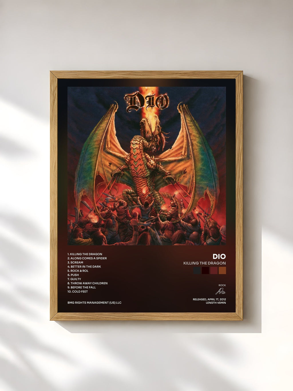 #bois Tableau de l'album Killing the Dragon de Dio, cadre en bois brut, imprimé et encadré en France