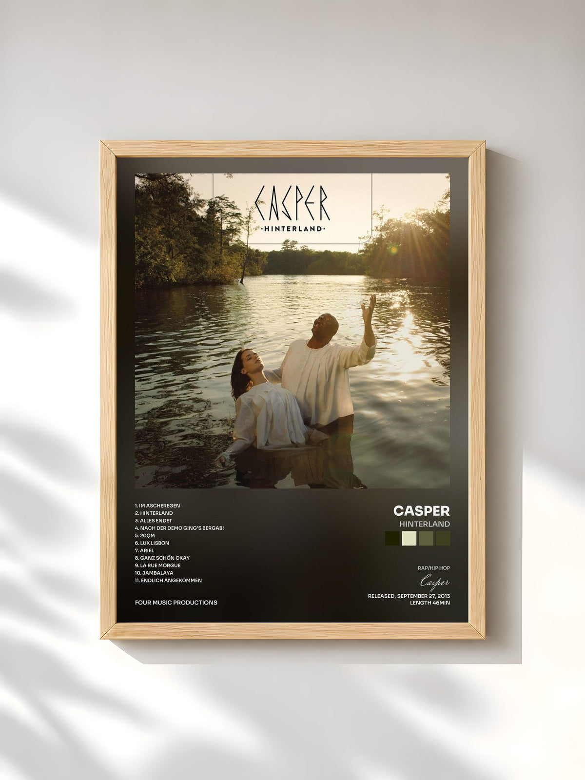 #bois Tableau de l'album Hinterland de Casper, cadre en bois brut, imprimé et encadré en France