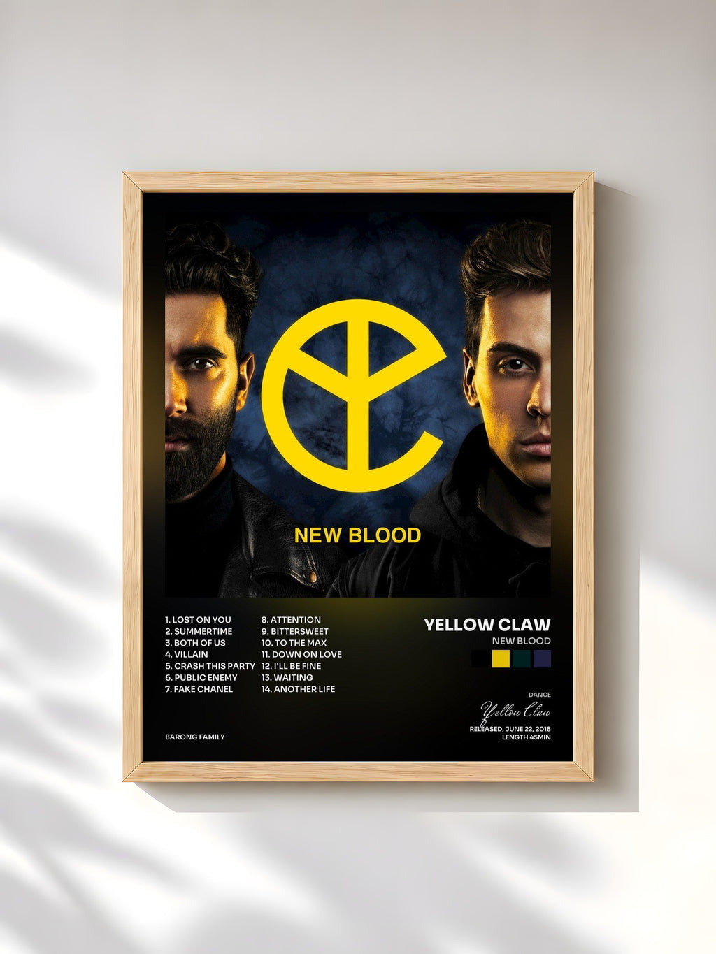#bois Tableau de l'album New Blood de Yellow Claw, cadre en bois brut, imprimé et encadré en France
