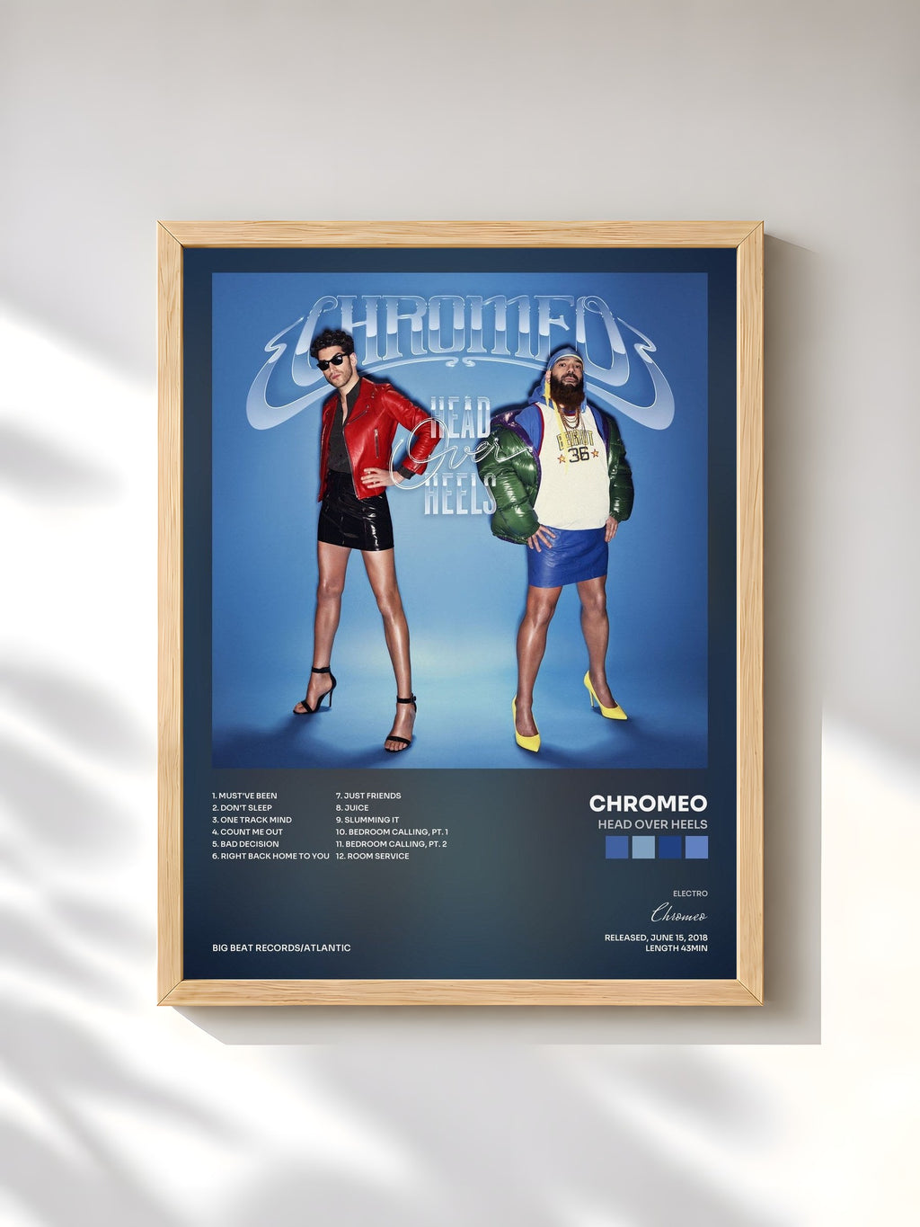 #bois Tableau de l'album Head Over Heels de Chromeo, cadre en bois brut, imprimé et encadré en France