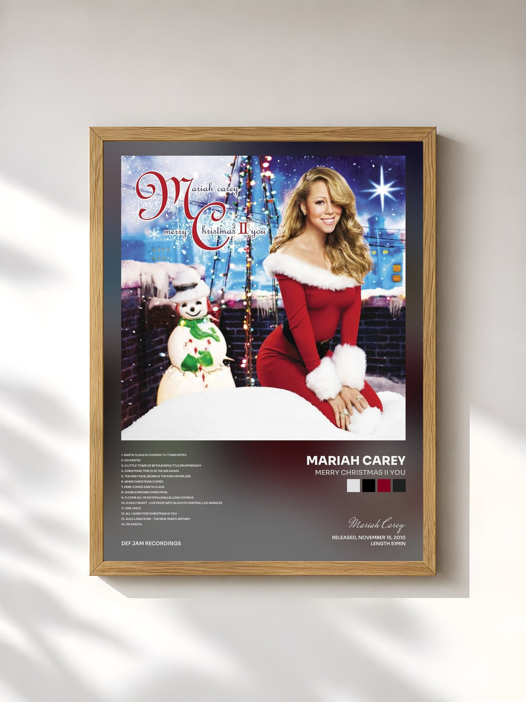 #bois Tableau de l'album Merry Christmas II You de Mariah Carey, cadre en bois brut, imprimé et encadré en France