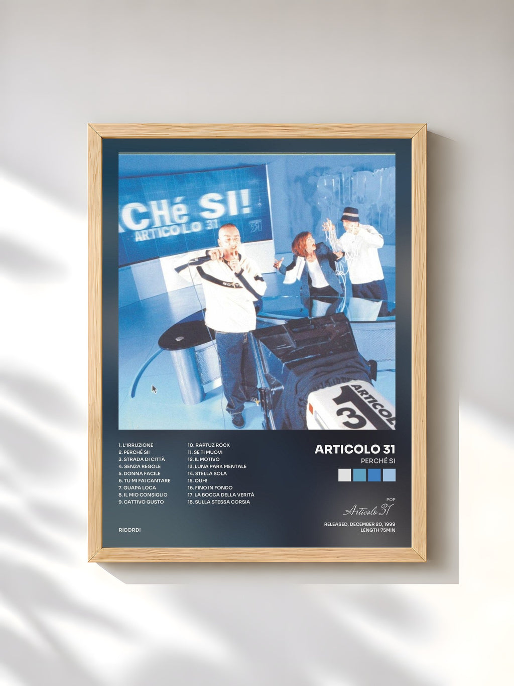 #bois Tableau de l'album Perché Si de Articolo 31, cadre en bois brut, imprimé et encadré en France