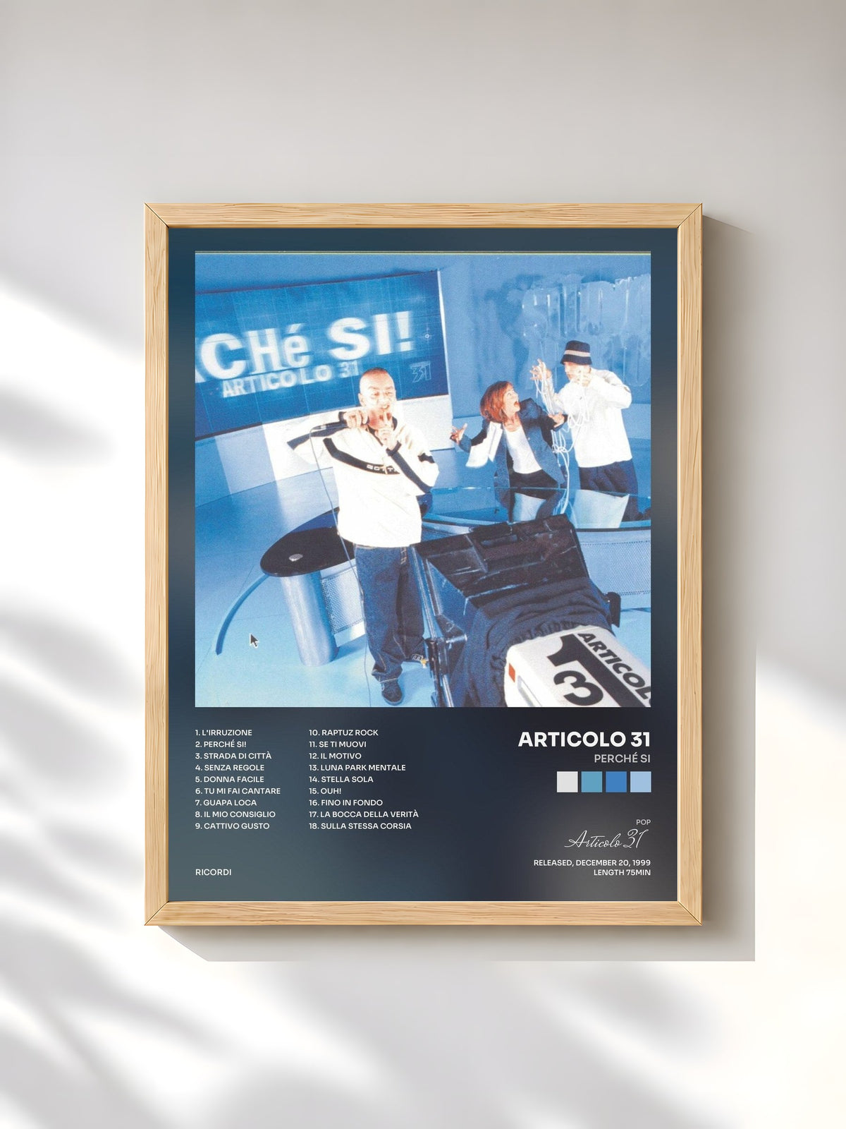#bois Tableau de l'album Perché Si de Articolo 31, cadre en bois brut, imprimé et encadré en France