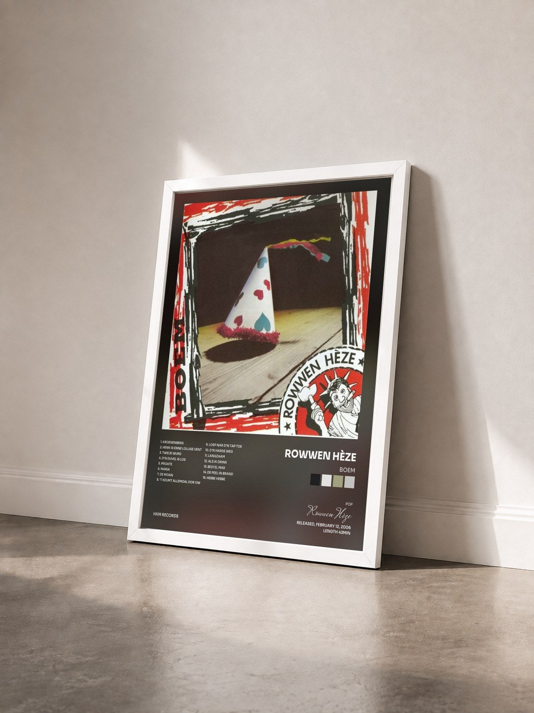 #blanc Tableau de l'album Boem de Rowwen Hèze vu de trois quarts, cadre blanc