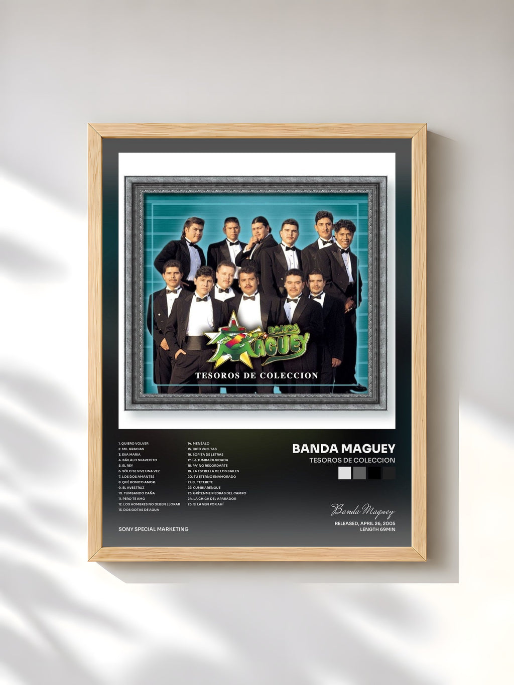 #bois Tableau de l'album Tesoros de Coleccion de Banda Maguey, cadre en bois brut, imprimé et encadré en France