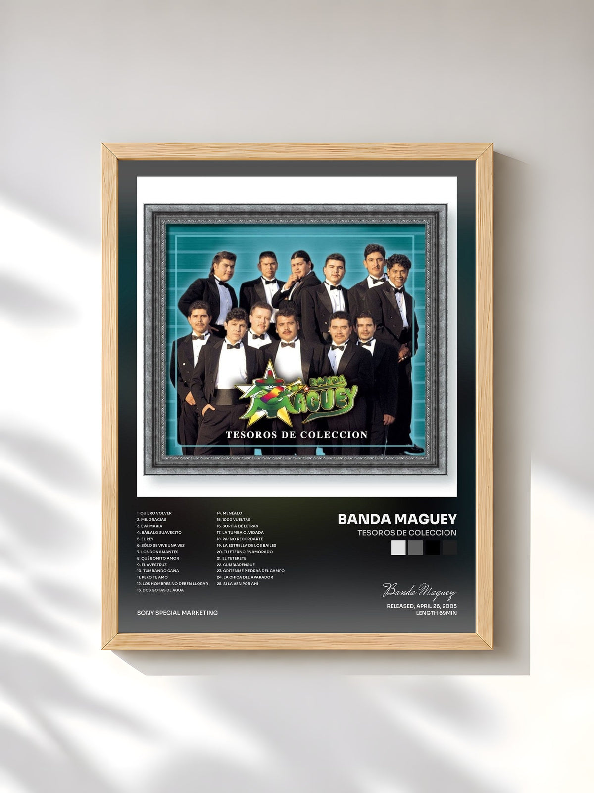 #bois Tableau de l'album Tesoros de Coleccion de Banda Maguey, cadre en bois brut, imprimé et encadré en France