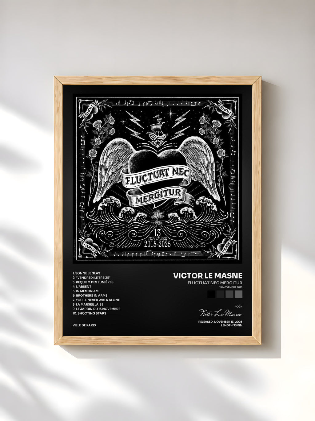 #bois Tableau de l'album FLUCTUAT NEC MERGITUR (13 novembre 2015) de Victor Le Masne, cadre en bois brut, imprimé et encadré en France