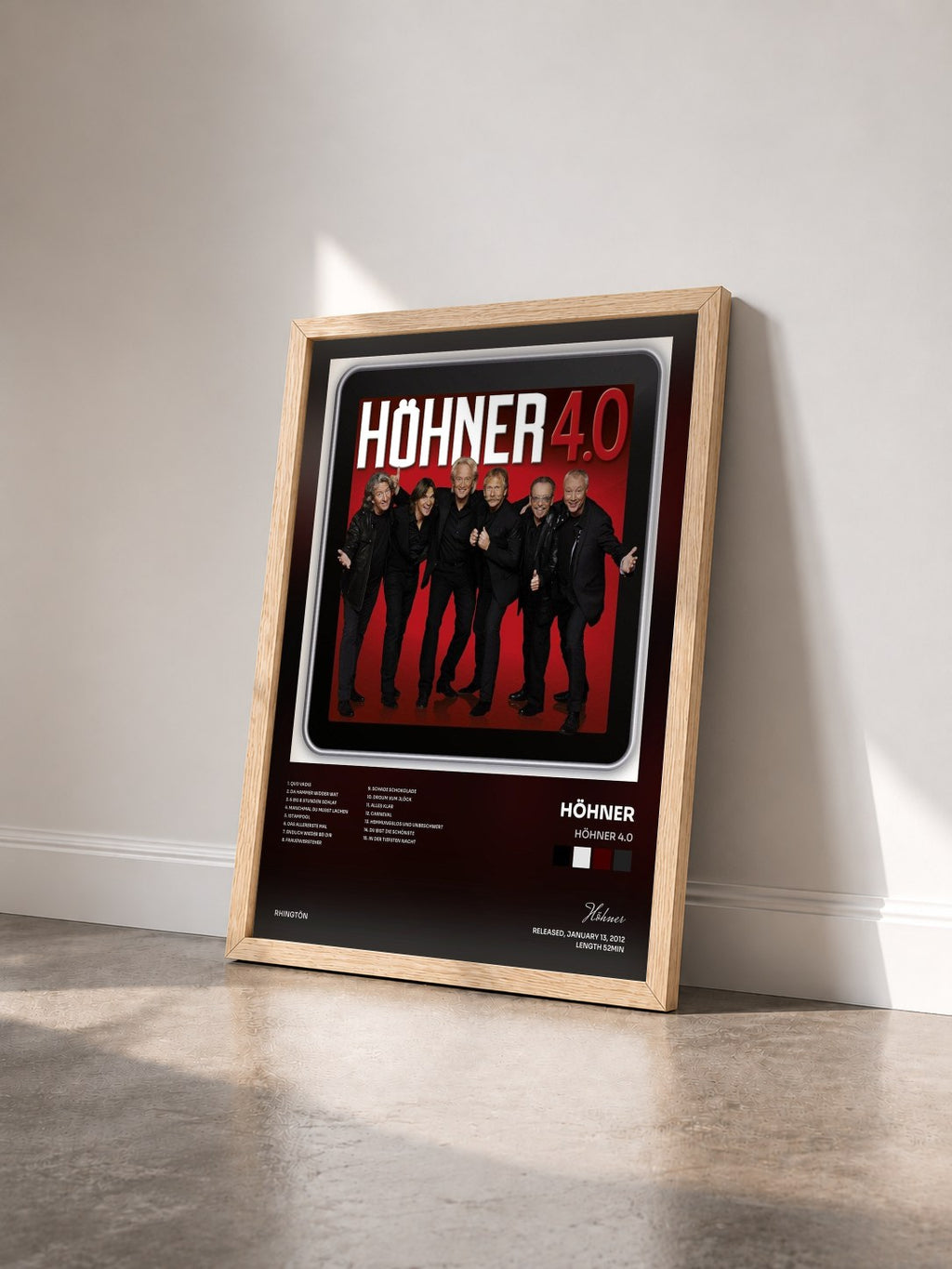 #bois Tableau de l'album Höhner 4.0 de Höhner vu de trois quarts, cadre en bois brut