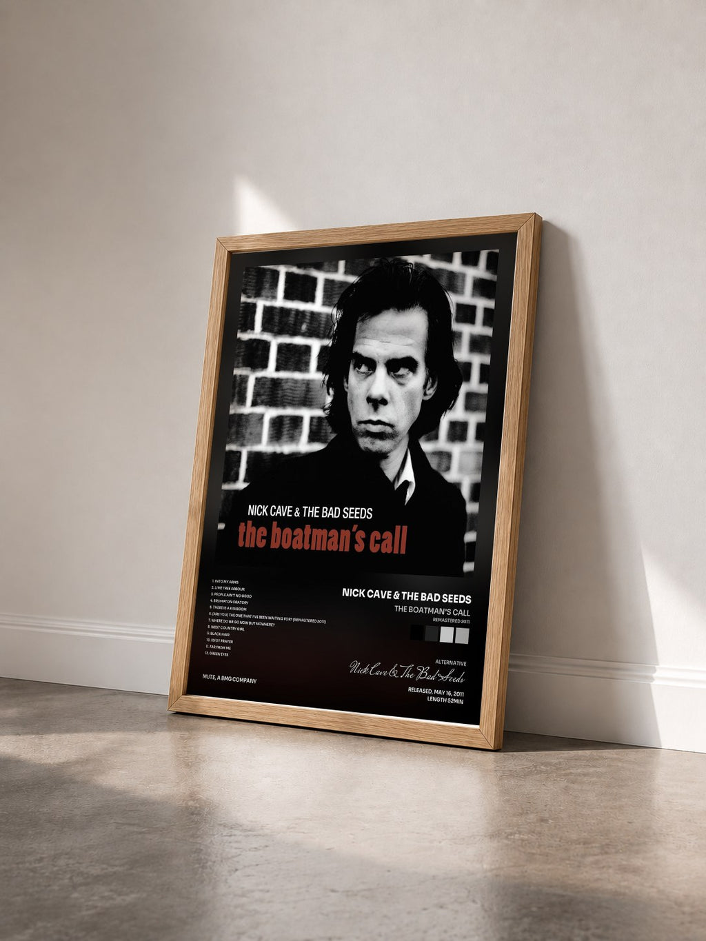 #bois Tableau de l'album The Boatman's Call (Remastered 2011) de Nick Cave & The Bad Seeds vu de trois quarts, cadre en bois brut