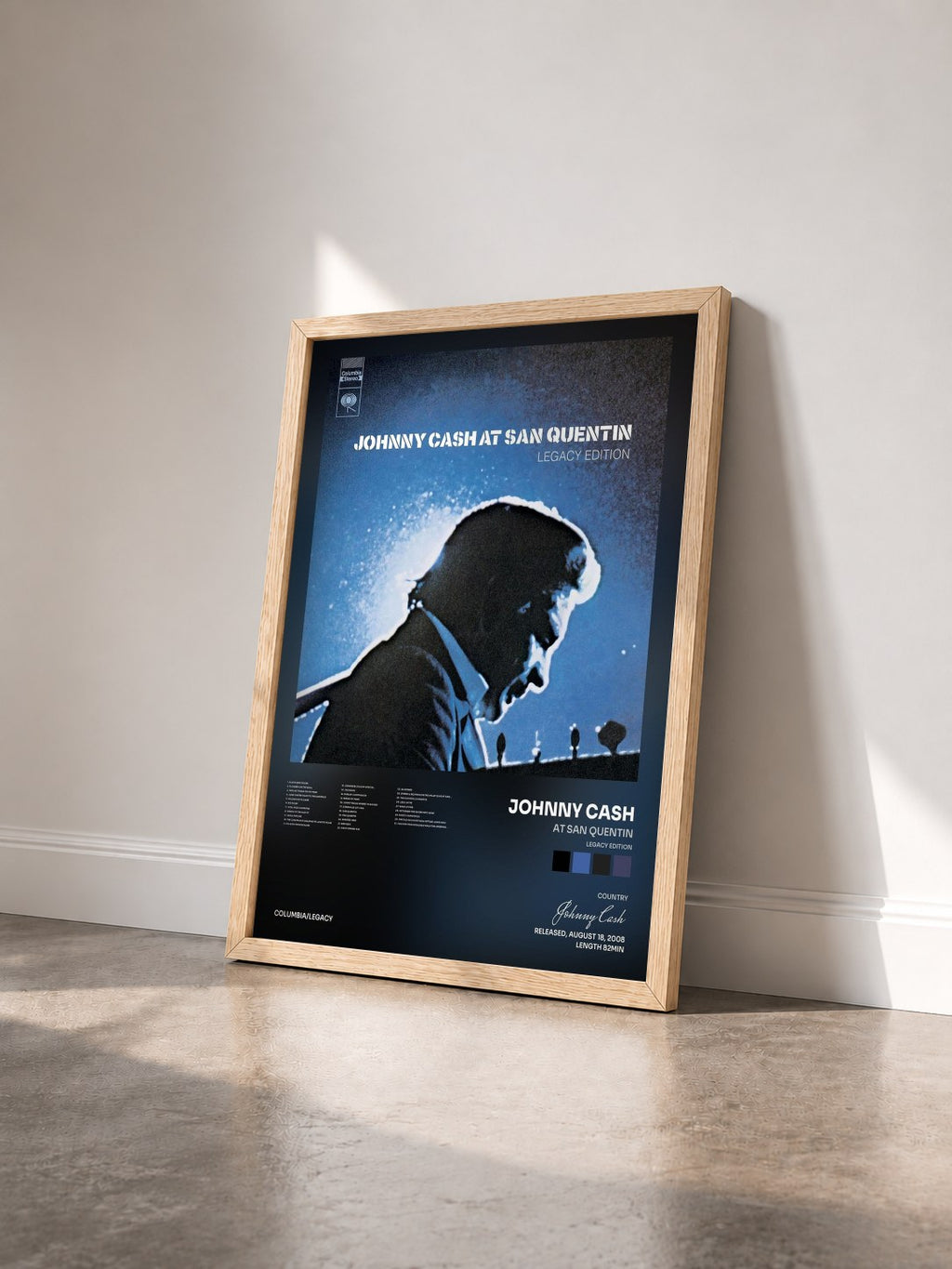#bois Tableau de l'album At San Quentin (Legacy Edition) de Johnny Cash vu de trois quarts, cadre en bois brut