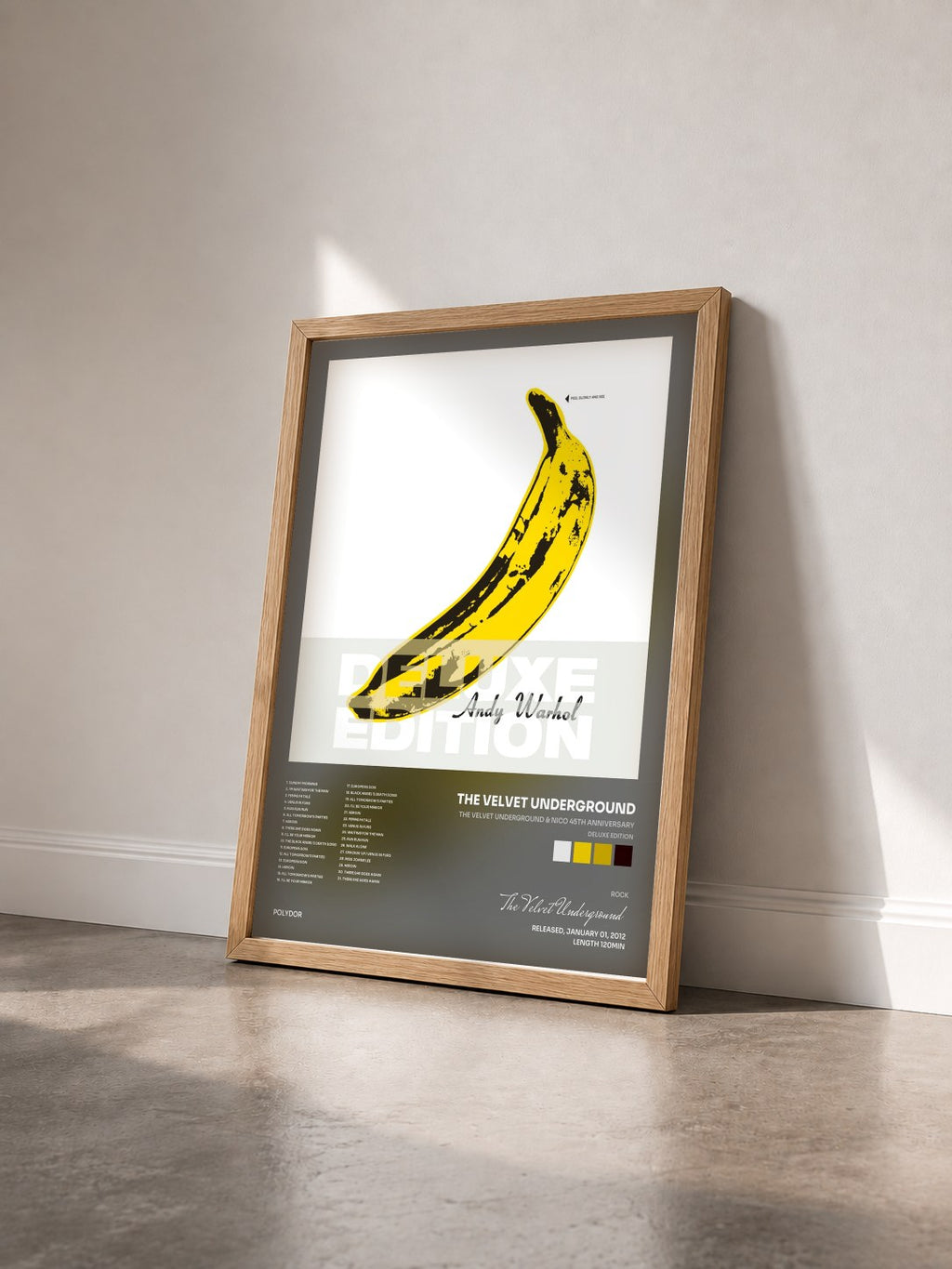 #bois Tableau de l'album The Velvet Underground & Nico 45th Anniversary (Deluxe Edition) de The Velvet Underground vu de trois quarts, cadre en bois brut