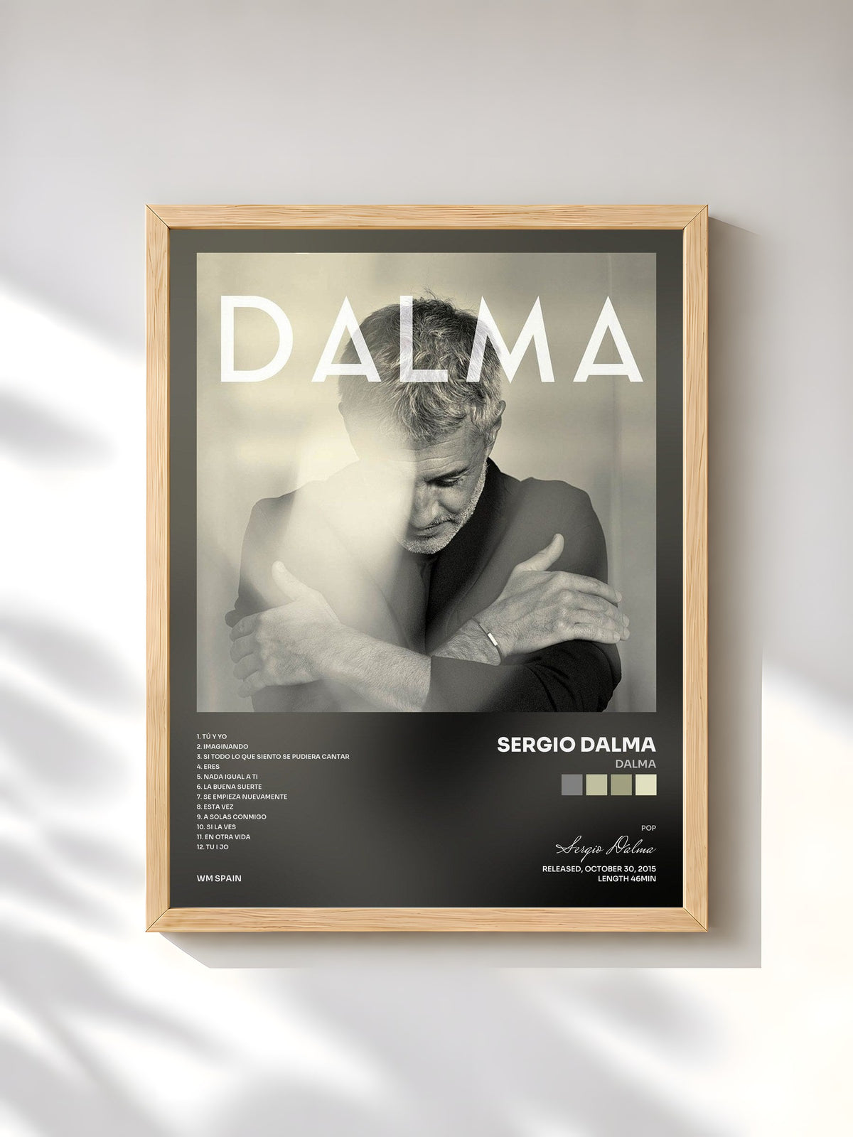 #bois Tableau de l'album Dalma de Sergio Dalma, cadre en bois brut, imprimé et encadré en France