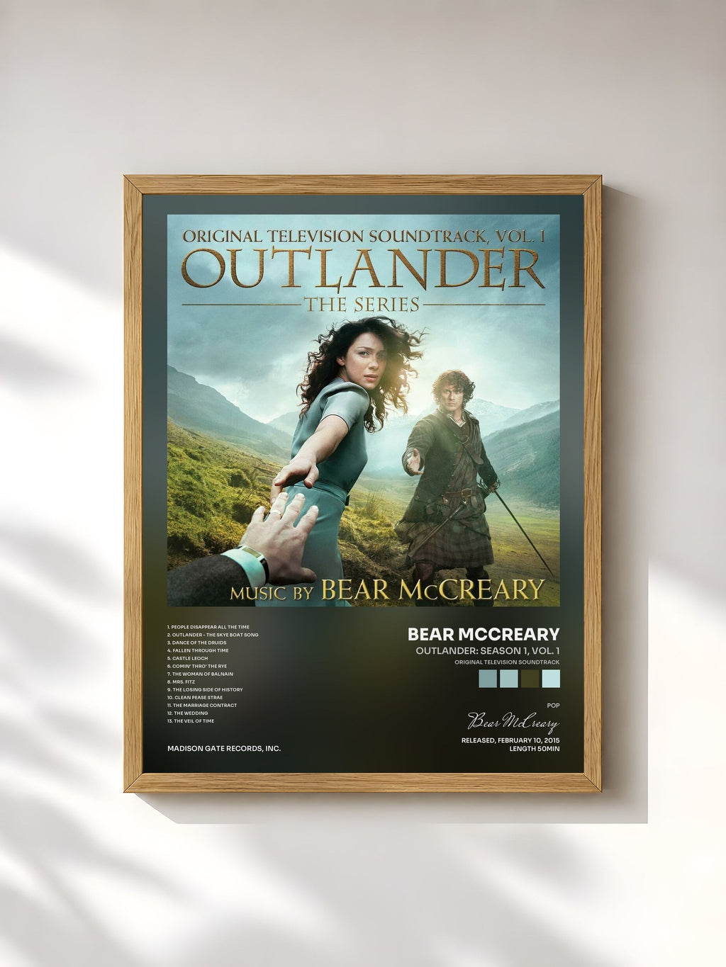 #bois Tableau de l'album Outlander: Season 1, Vol. 1 (Original Television Soundtrack) de Bear McCreary, cadre en bois brut, imprimé et encadré en France