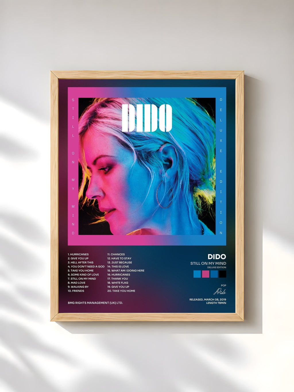 #bois Tableau de l'album Still on My Mind (Deluxe Edition) de Dido, cadre en bois brut, imprimé et encadré en France