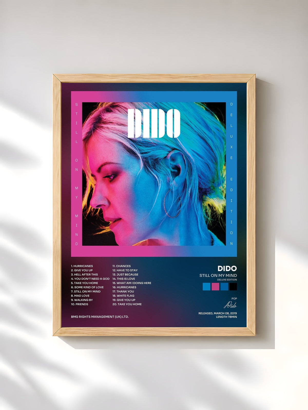 #bois Tableau de l'album Still on My Mind (Deluxe Edition) de Dido, cadre en bois brut, imprimé et encadré en France