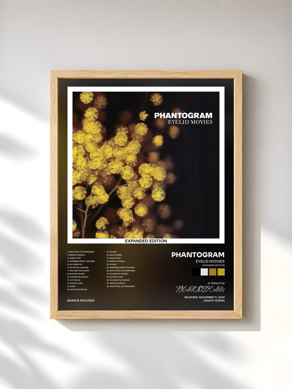 #bois Tableau de l'album Eyelid Movies (Expanded Edition) de PHANTOGRAM, cadre en bois brut, imprimé et encadré en France