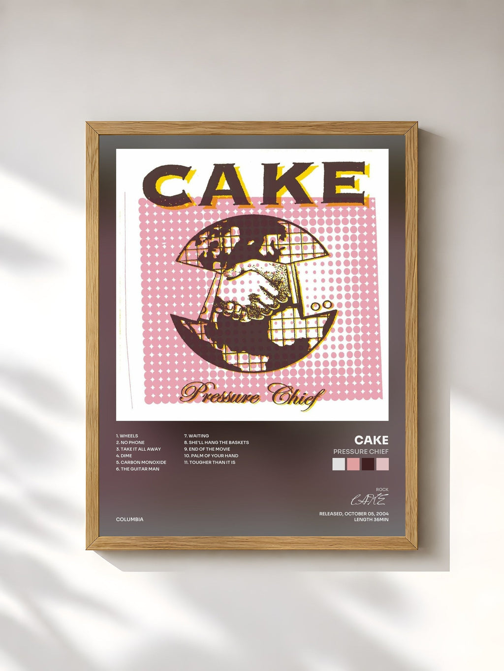 #bois Tableau de l'album Pressure Chief de CAKE, cadre en bois brut, imprimé et encadré en France