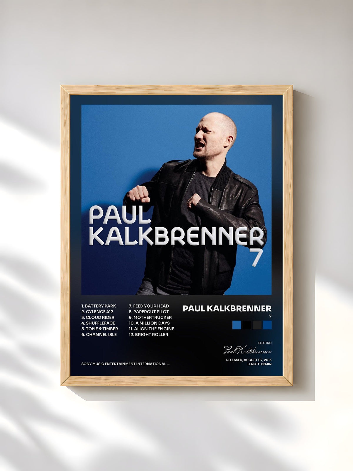 #bois Tableau de l'album 7 de Paul Kalkbrenner, cadre en bois brut, imprimé et encadré en France