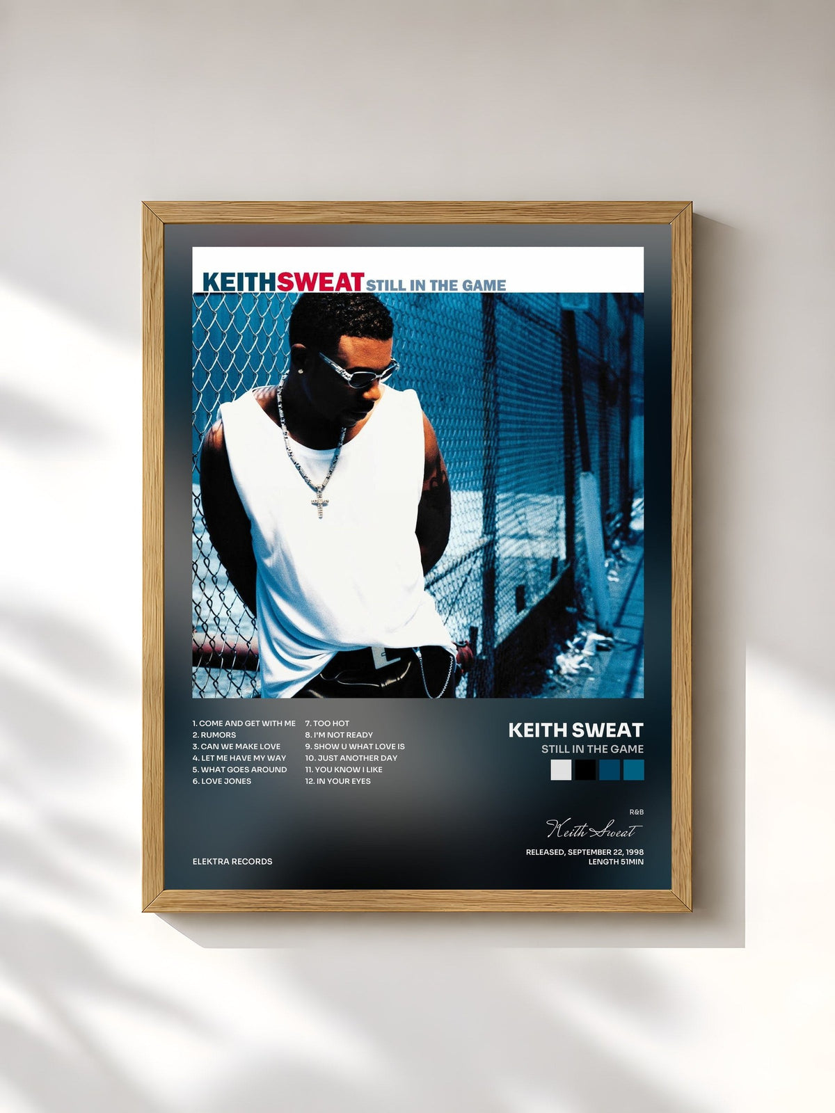 #bois Tableau de l'album Still in the Game de Keith Sweat, cadre en bois brut, imprimé et encadré en France