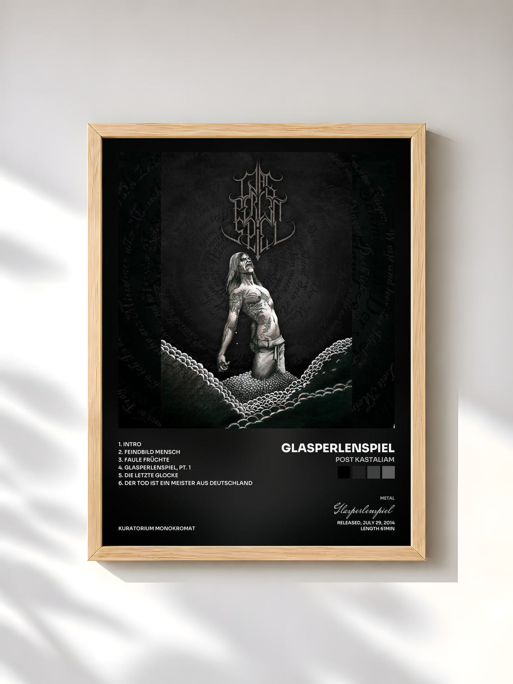 #bois Tableau de l'album Post Kastaliam de Glasperlenspiel, cadre en bois brut, imprimé et encadré en France