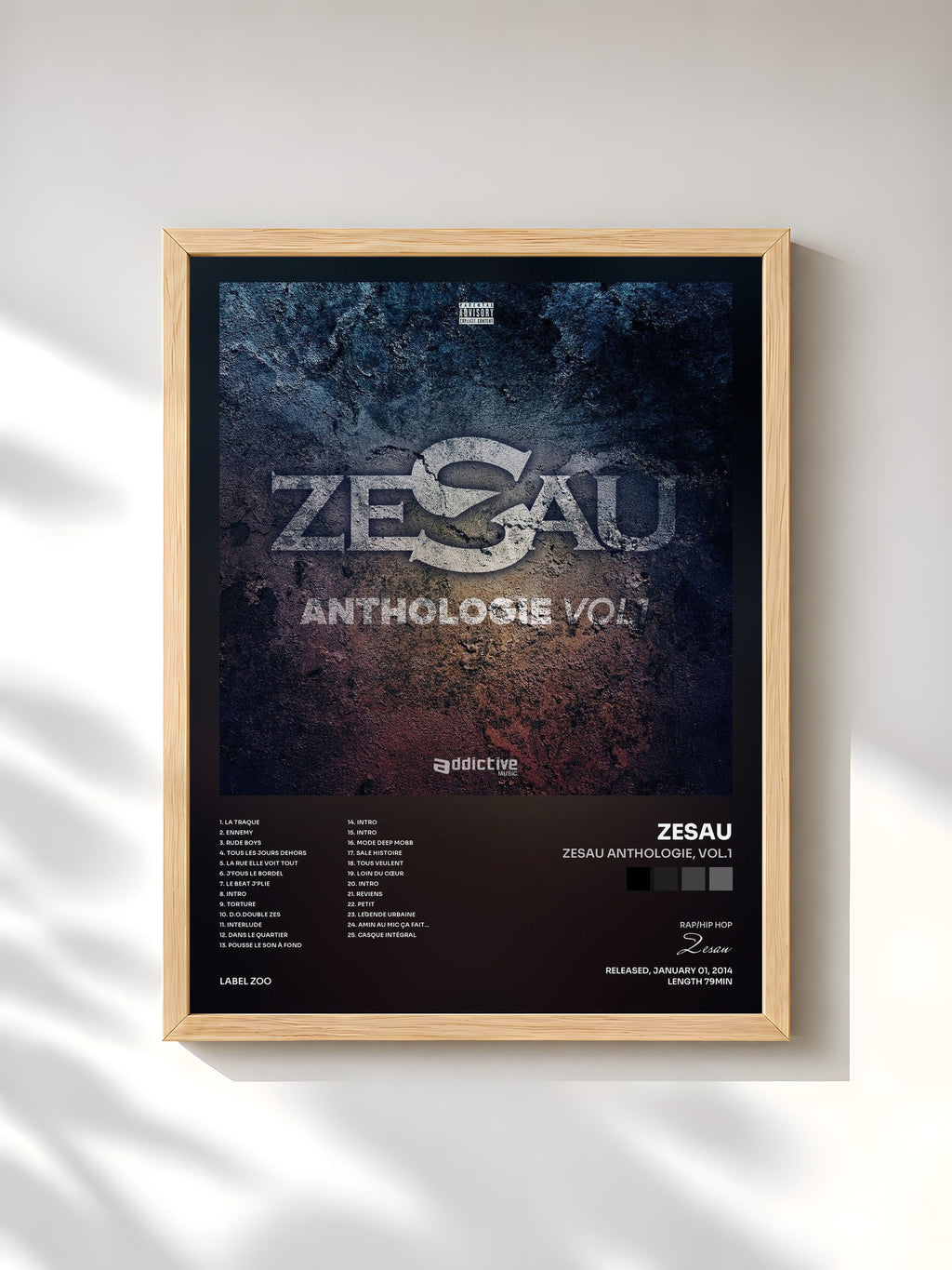 #bois Tableau de l'album Zesau Anthologie, Vol.1 de Zesau, cadre en bois brut, imprimé et encadré en France