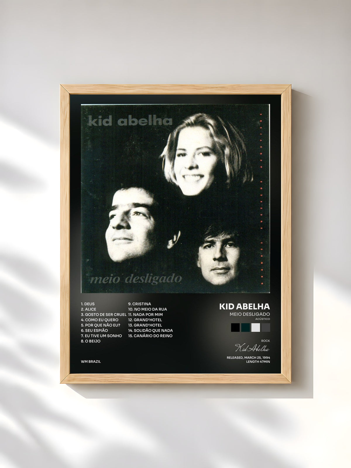 #bois Tableau de l'album Meio Desligado (Acústico) de Kid Abelha, cadre en bois brut, imprimé et encadré en France