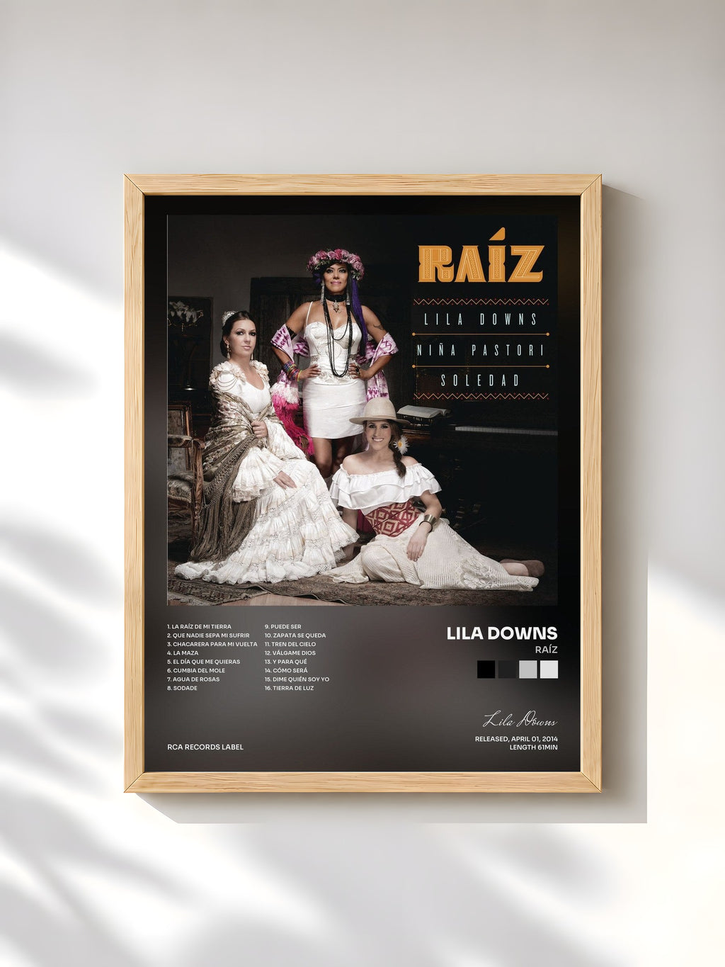 #bois Tableau de l'album Raíz de Lila Downs, cadre en bois brut, imprimé et encadré en France