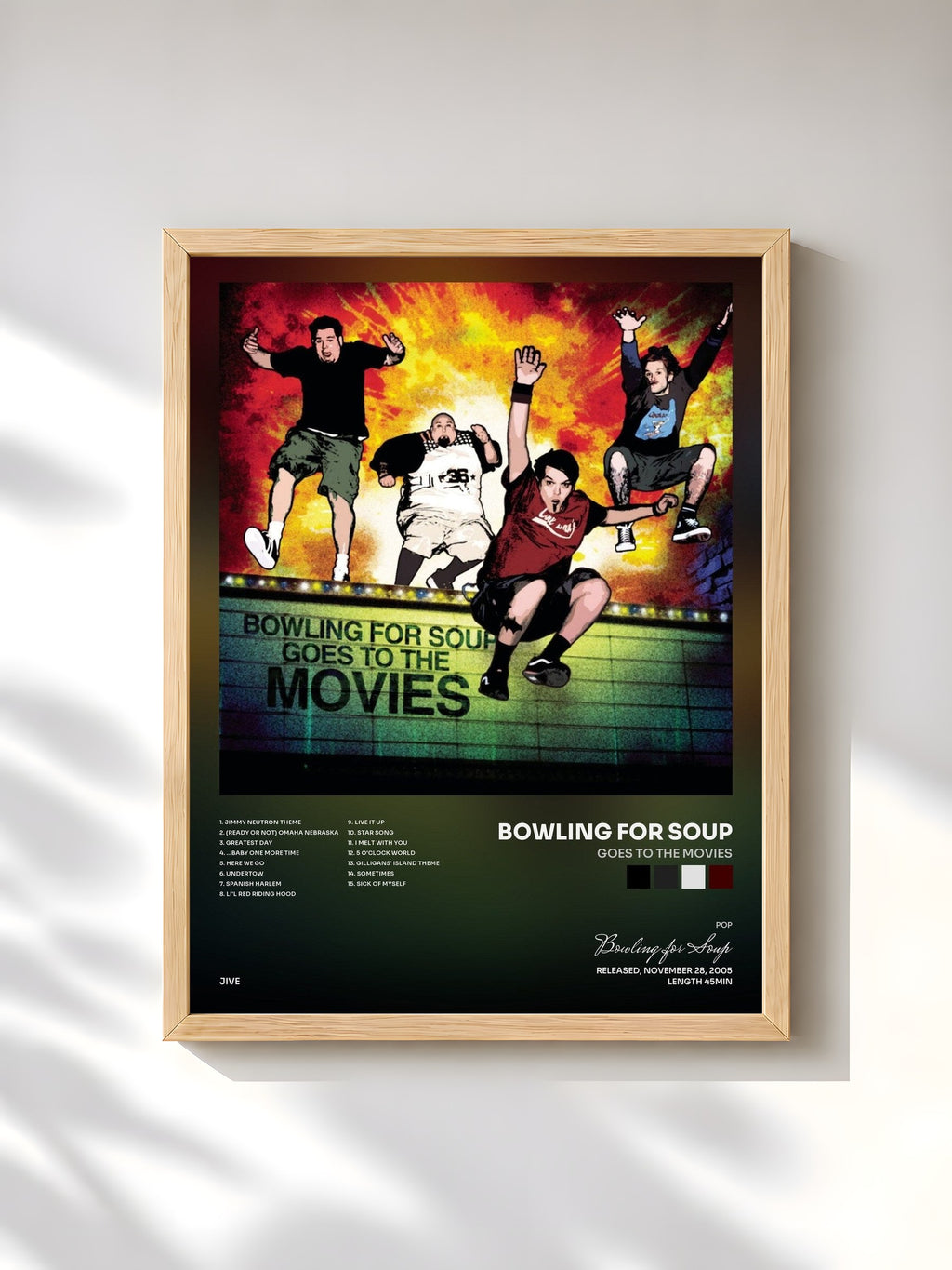 #bois Tableau de l'album Goes To The Movies de Bowling for Soup, cadre en bois brut, imprimé et encadré en France