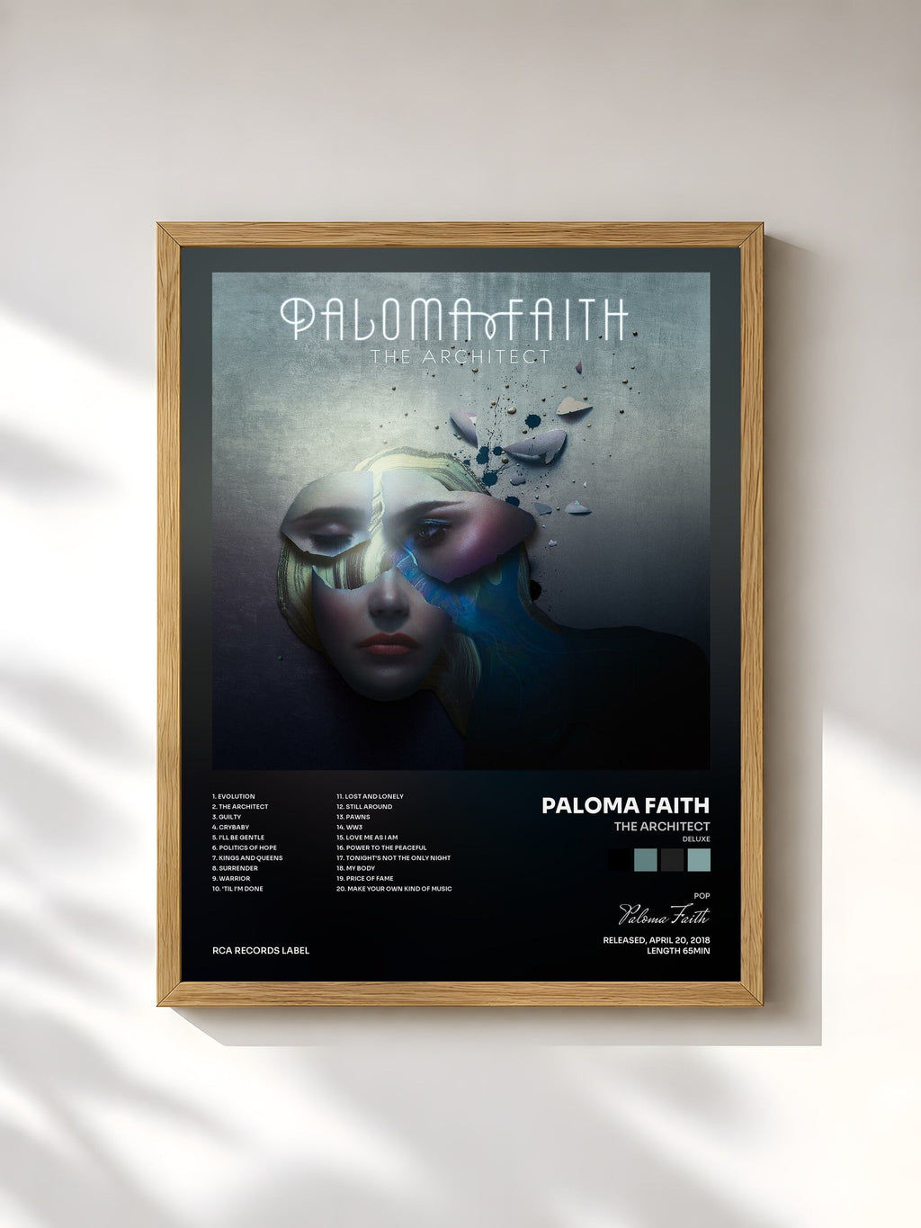 #bois Tableau de l'album The Architect (Deluxe) de Paloma Faith, cadre en bois brut, imprimé et encadré en France