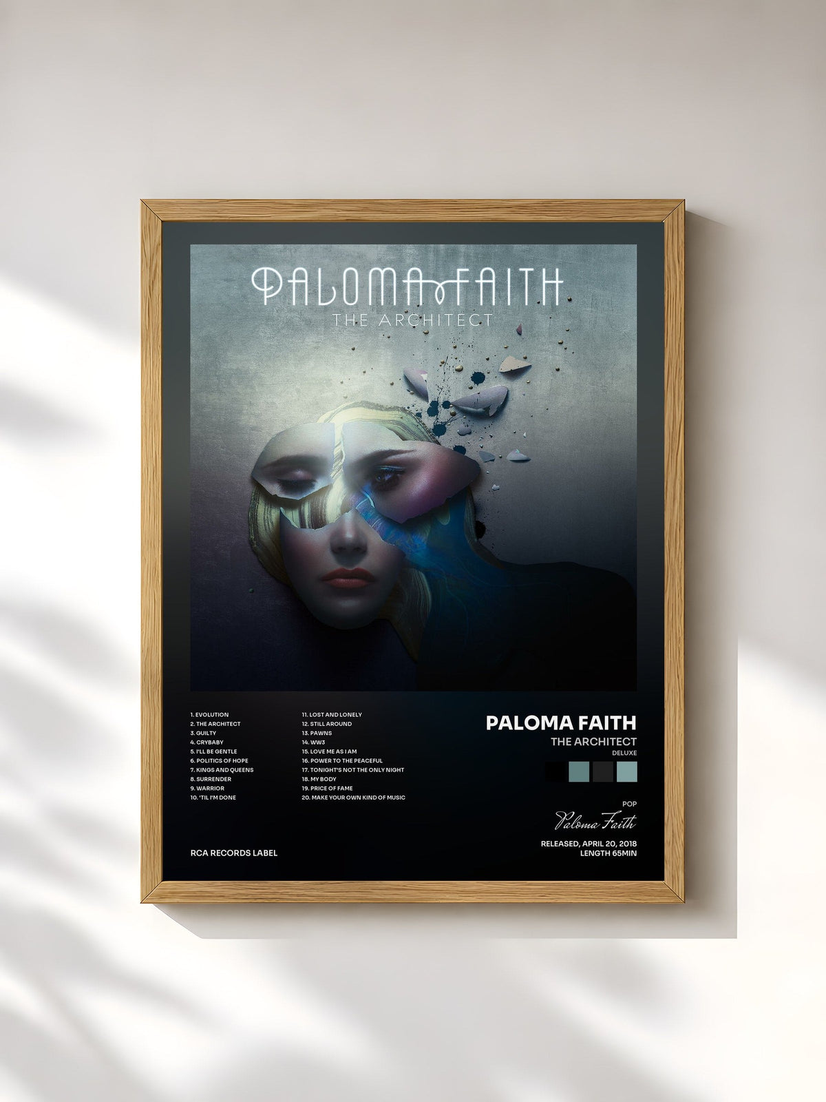 #bois Tableau de l'album The Architect (Deluxe) de Paloma Faith, cadre en bois brut, imprimé et encadré en France