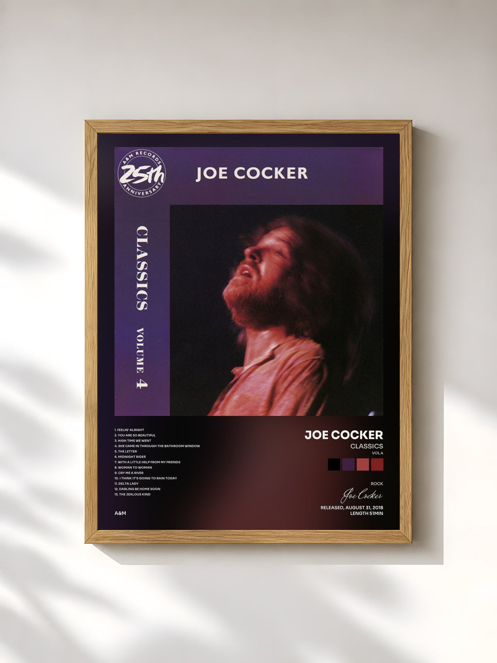 #bois Tableau de l'album Classics (Vol.4) de Joe Cocker, cadre en bois brut, imprimé et encadré en France