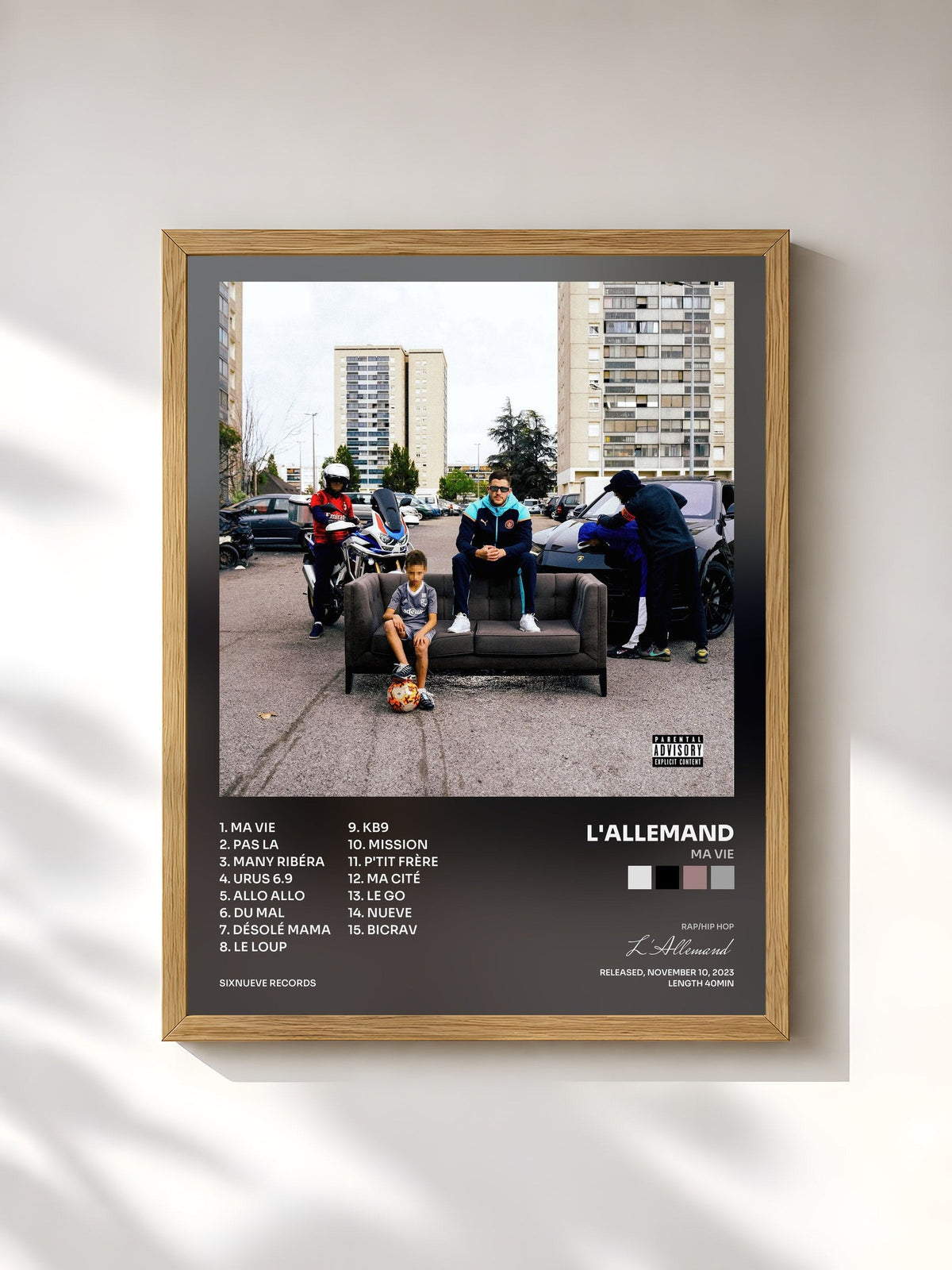 #bois Tableau de l'album Ma Vie de L'Allemand, cadre en bois brut, imprimé et encadré en France
