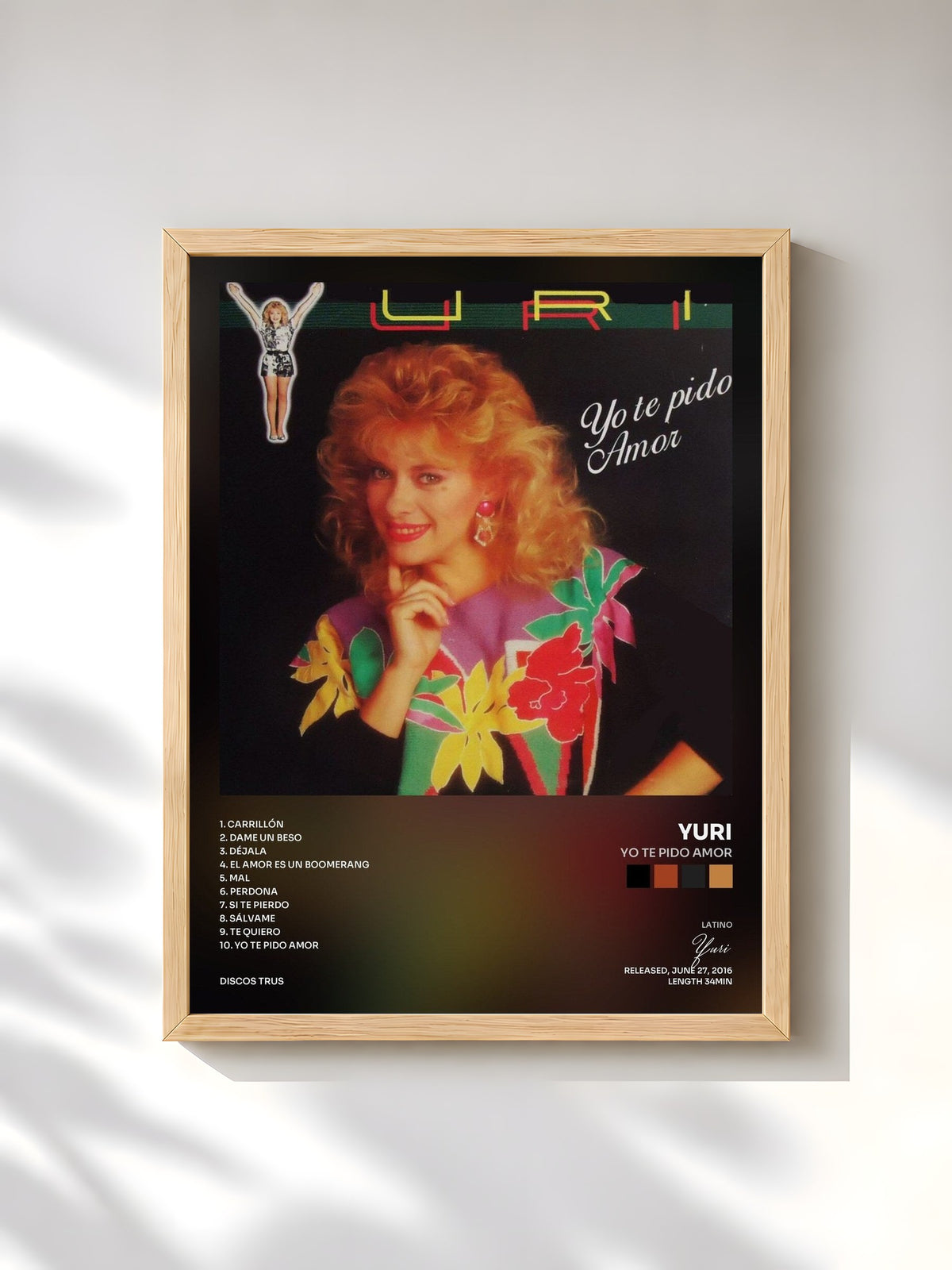 #bois Tableau de l'album Yo Te Pido Amor de Yuri, cadre en bois brut, imprimé et encadré en France
