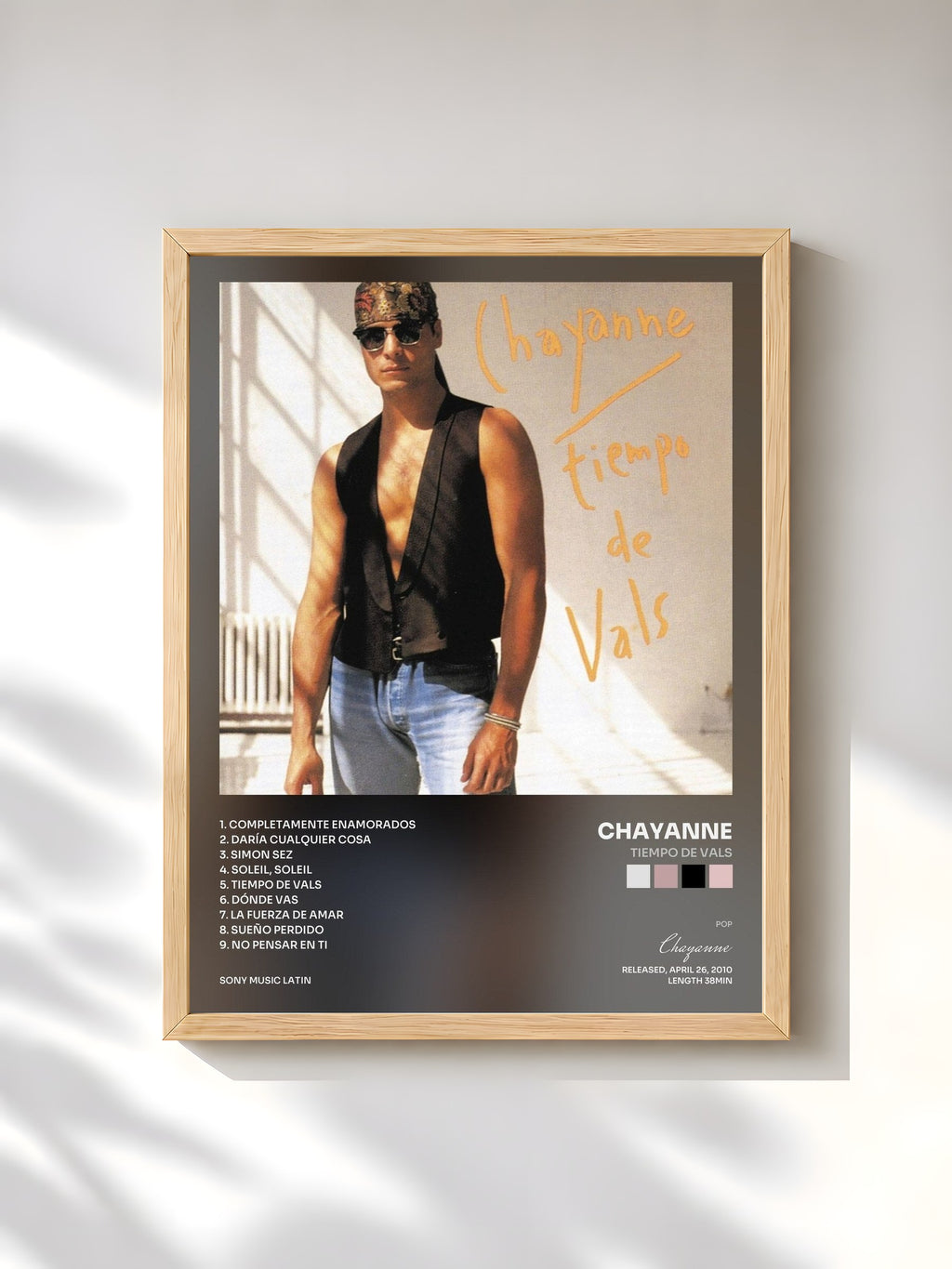 #bois Tableau de l'album Tiempo De Vals de Chayanne, cadre en bois brut, imprimé et encadré en France