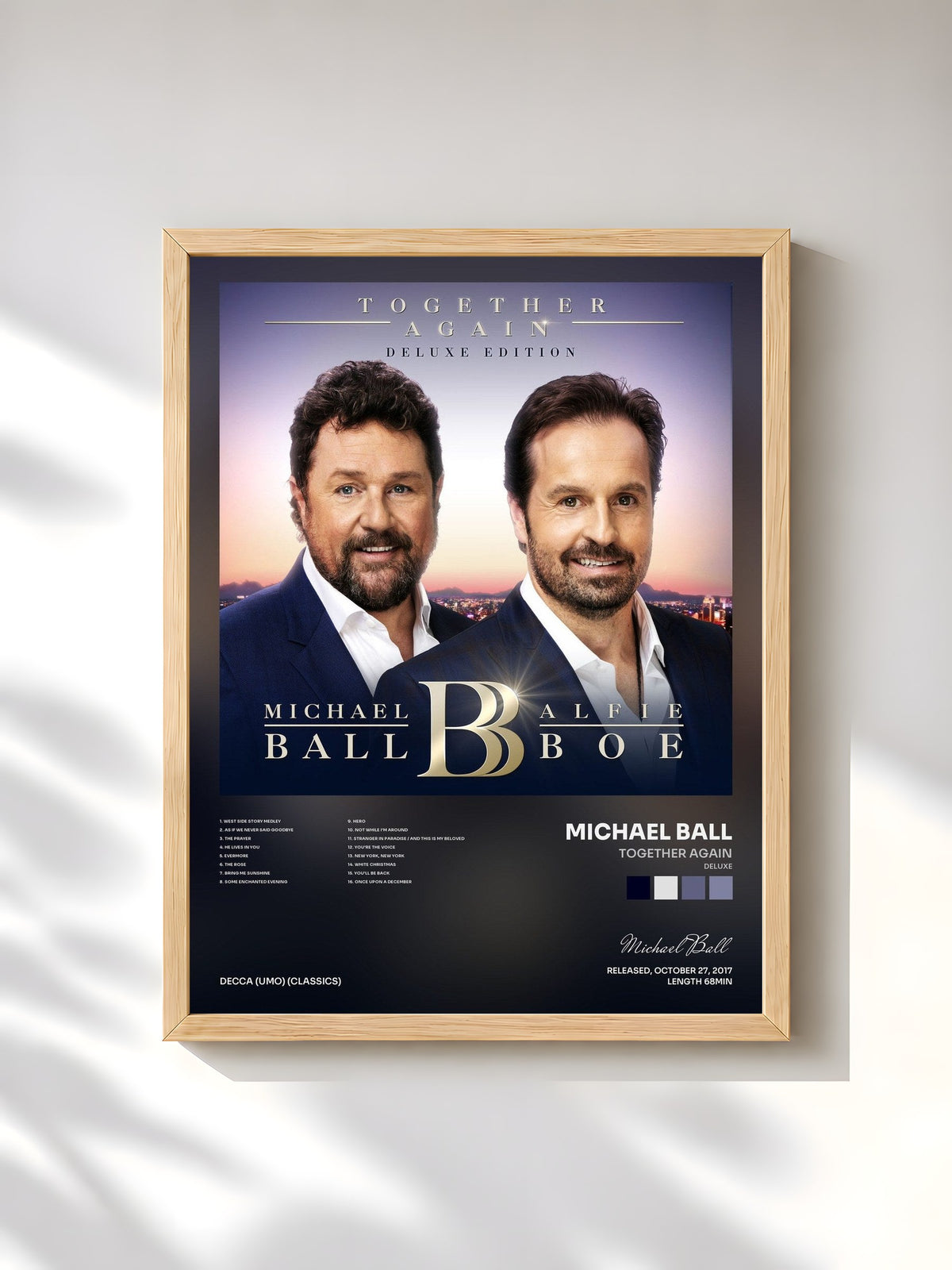 #bois Tableau de l'album Together Again (Deluxe) de Michael Ball, cadre en bois brut, imprimé et encadré en France