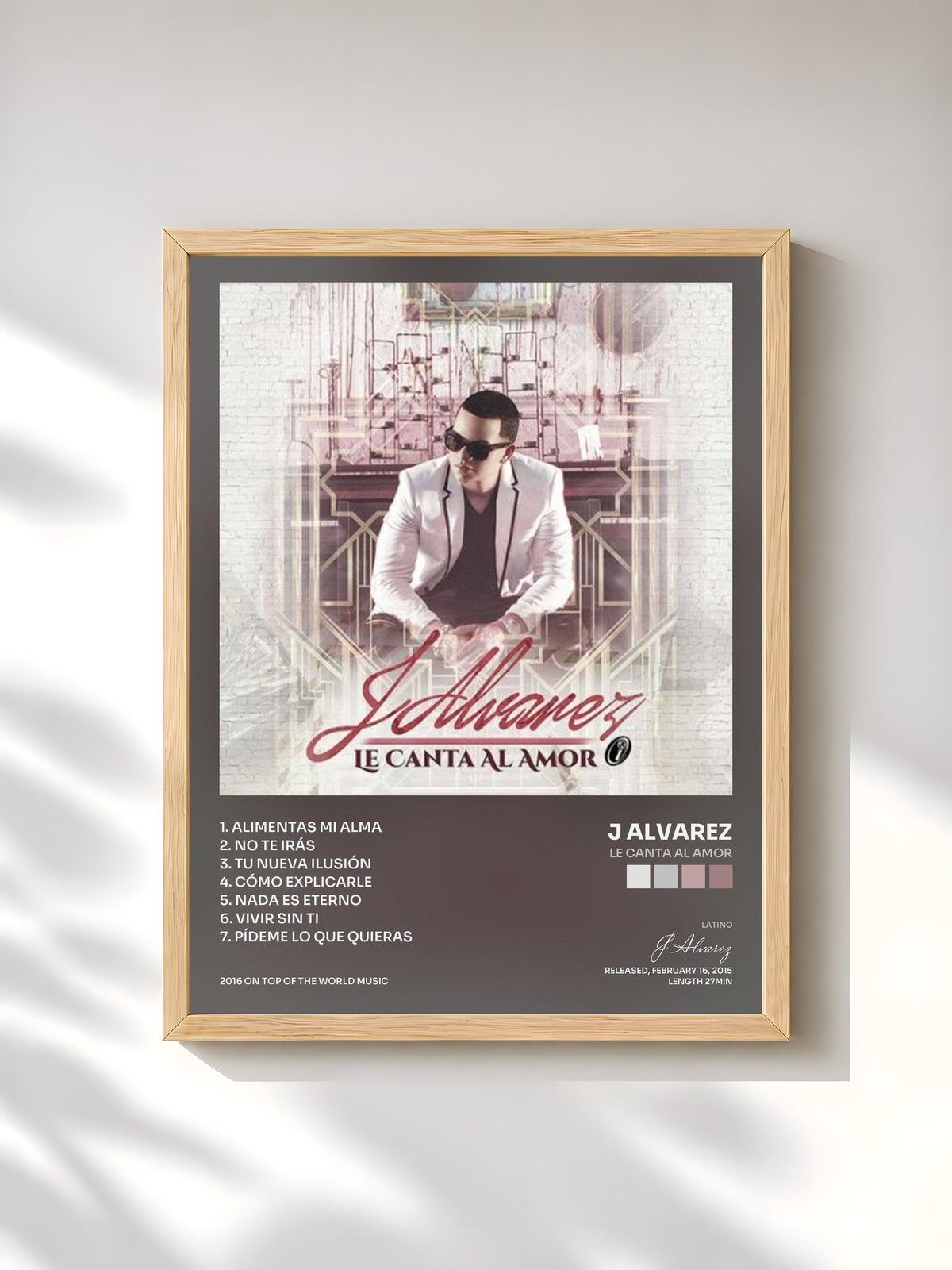 #bois Tableau de l'album Le Canta al Amor de J Alvarez, cadre en bois brut, imprimé et encadré en France