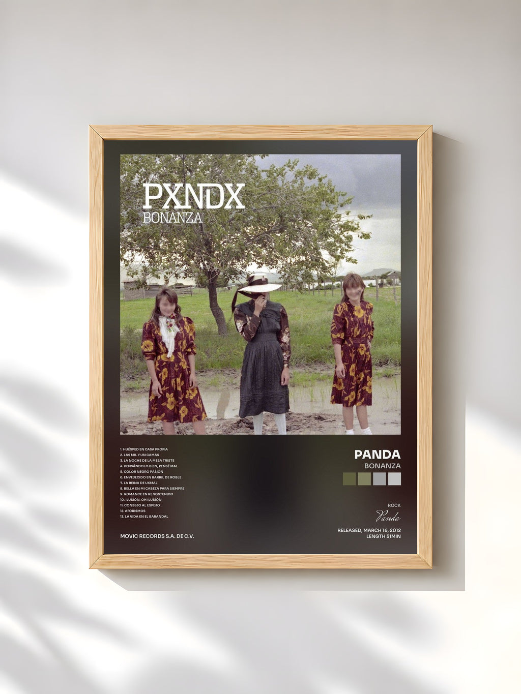 #bois Tableau de l'album Bonanza de Panda, cadre en bois brut, imprimé et encadré en France
