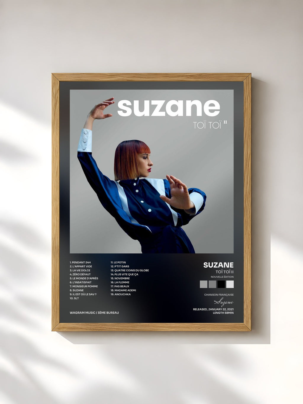 #bois Tableau de l'album Toï Toï II (Nouvelle édition) de Suzane, cadre en bois brut, imprimé et encadré en France